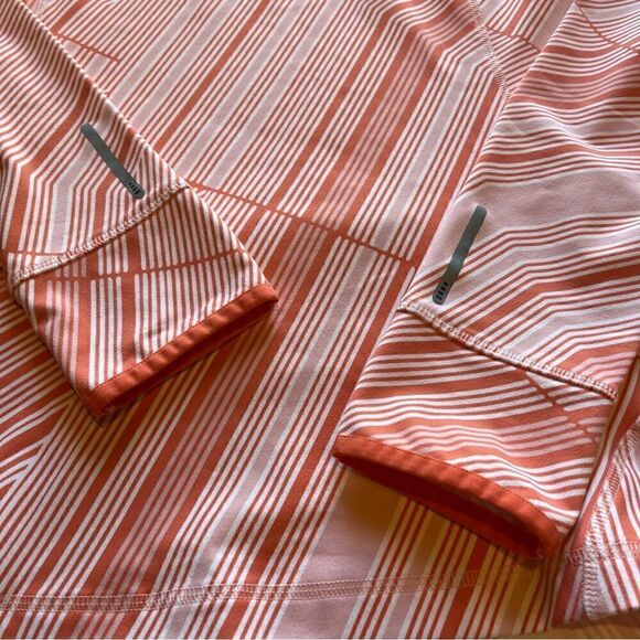 Lands' End Women's Warm Up Top Orange/Cream Stripe Size Large 14-16 - Picture 7 of 12